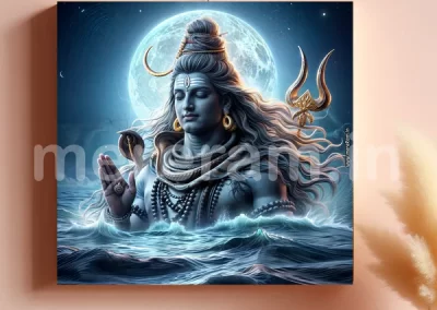 MereRam Blessing Shiv Painting on Acrylic Sheet, UV Printed Original Digital Artwork, Wall Hanging, Gift: Shiv-Mantra Mini-Board worth Rs. 100