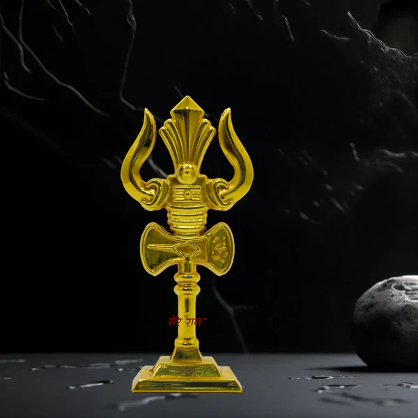 MereRam Shiv Trishul Idol (2.6-inch) crafted in solid Brass – Ideal for Pooja, Meditation, Home Decor, Return Gift, and Car Dashboard