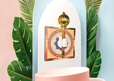 MereRam Hanuman Yantra (with 4-inch Gada in Solid Metal); UV Printed MDF for Pooja, Decor, Health, Wealth, Prosperity and to Repel Negative Energies
